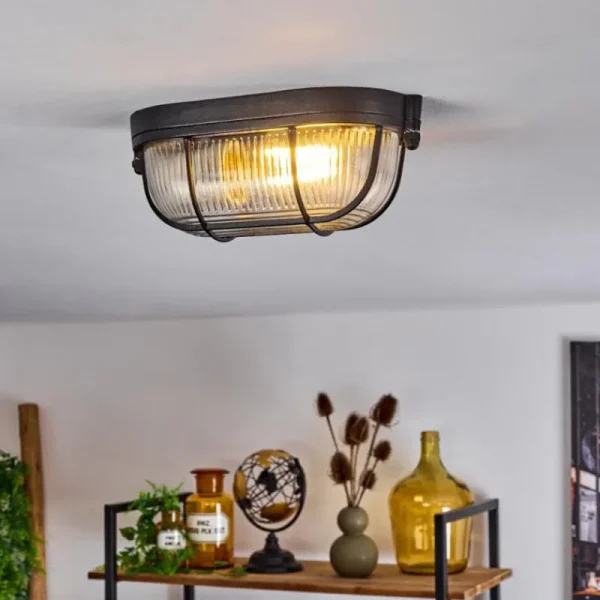 hofstein Plafonnier Quintay Noir, 1 lumière* Lampes En Verre