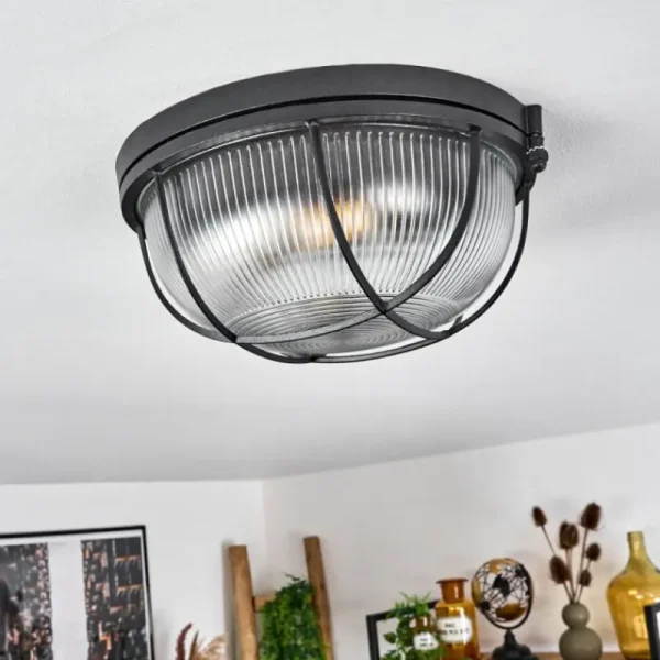 hofstein Plafonnier Quintay Noir, 1 lumière* Lampes En Verre