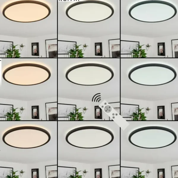 hofstein Plafonnier Sasinhosa LED Noir, 1 lumière, Télécommandes* Lampes Modernes