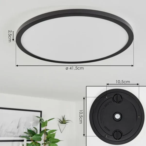 hofstein Plafonnier Sasinhosa LED Noir, 1 lumière, Télécommandes* Lampes Modernes