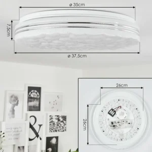hofstein Plafonnier Savardeix LED Chrome, Blanc, 1 lumière, Télécommandes, Changeur de couleurs* Lampes Modernes