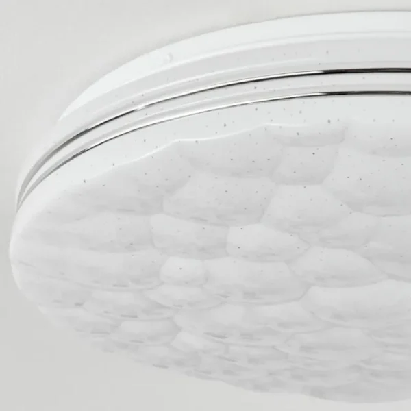 hofstein Plafonnier Savardeix LED Chrome, Blanc, 1 lumière, Télécommandes, Changeur de couleurs* Lampes Modernes