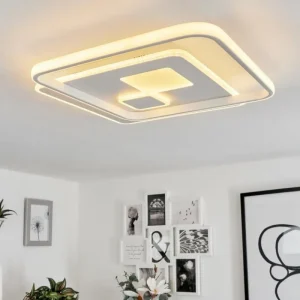 hofstein Plafonnier Selim LED Blanc, 1 lumière, Télécommandes* Lampes Modernes