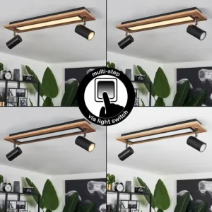 hofstein Plafonnier Sequeira LED Couleur bois, Noir, Blanc, 3 lumières* Lampes Modernes