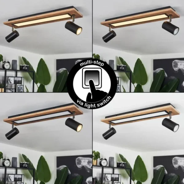 hofstein Plafonnier Sequeira LED Couleur bois, Noir, Blanc, 3 lumières* Lampes Modernes