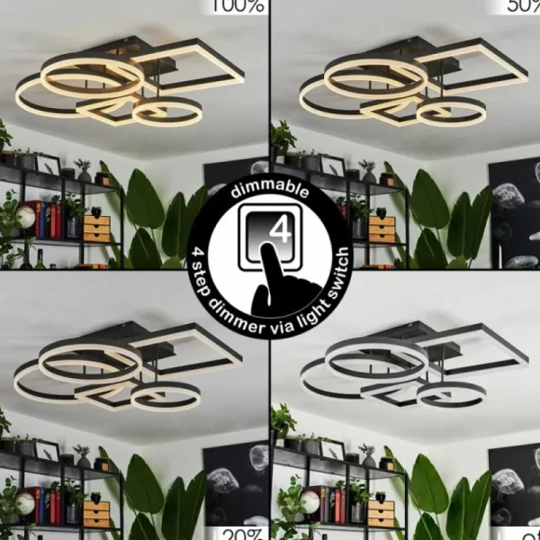 hofstein Plafonnier Sistelo LED Noir, 1 lumière* Lampes Modernes
