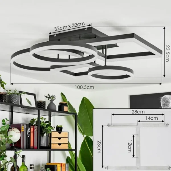 hofstein Plafonnier Sistelo LED Noir, 1 lumière* Lampes Modernes