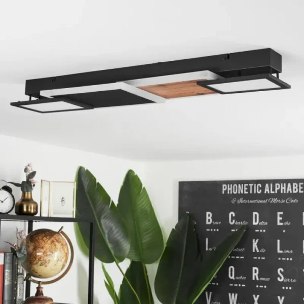 hofstein Plafonnier Sourbarie LED Brun, Couleur bois, Noir, 1 lumière* Lampes Modernes