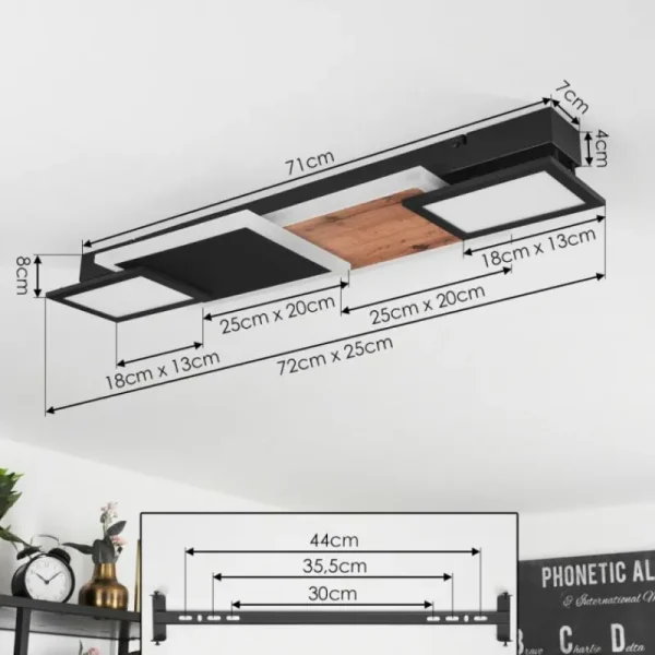 hofstein Plafonnier Sourbarie LED Brun, Couleur bois, Noir, 1 lumière* Lampes Modernes