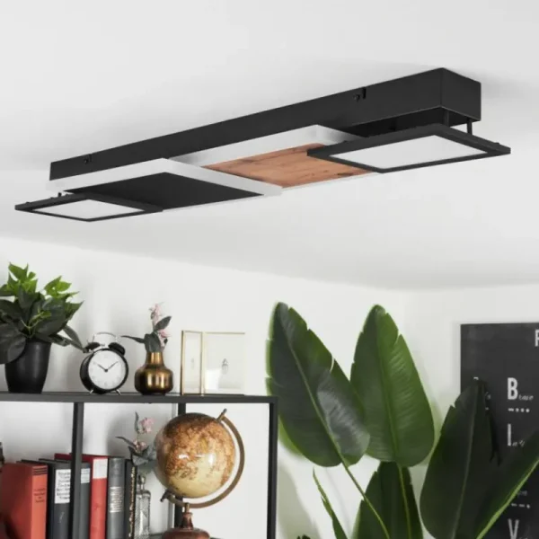 hofstein Plafonnier Sourbarie LED Brun, Couleur bois, Noir, 1 lumière* Lampes Modernes