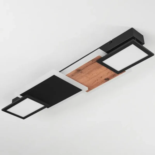 hofstein Plafonnier Sourbarie LED Brun, Couleur bois, Noir, 1 lumière* Lampes Modernes