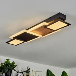 hofstein Plafonnier Sourbarie LED Brun, Couleur bois, Noir, 1 lumière* Lampes Modernes