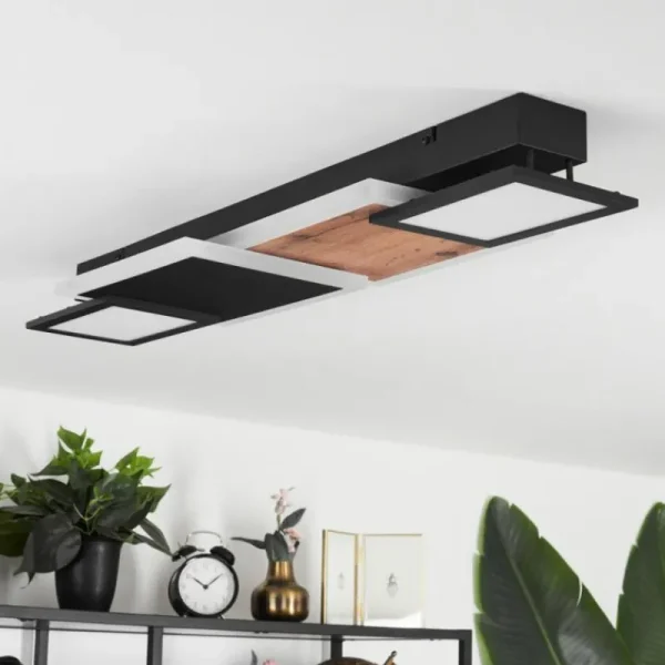 hofstein Plafonnier Sourbarie LED Brun, Couleur bois, Noir, 1 lumière* Lampes Modernes