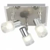 Luminaires Brilliant Plafonnier à spots Brilliant Leuchten Lea Chrome, Blanc, 3 lumières* Lampes En Verre