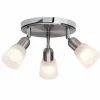 Luminaires Brilliant Plafonnier à spots rond Brilliant Bethany LED Chrome, 3 lumières* Lampes En Verre