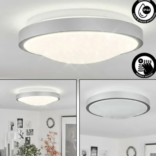 hofstein Plafonnier Subles LED Argenté, Blanc, 1 lumière, Détecteur de mouvement* Lampes Modernes