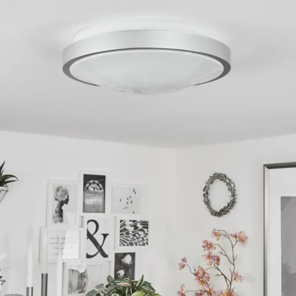 hofstein Plafonnier Subles LED Argenté, Blanc, 1 lumière, Détecteur de mouvement* Lampes Modernes
