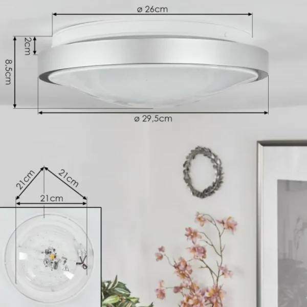 hofstein Plafonnier Subles LED Argenté, Blanc, 1 lumière, Détecteur de mouvement* Lampes Modernes