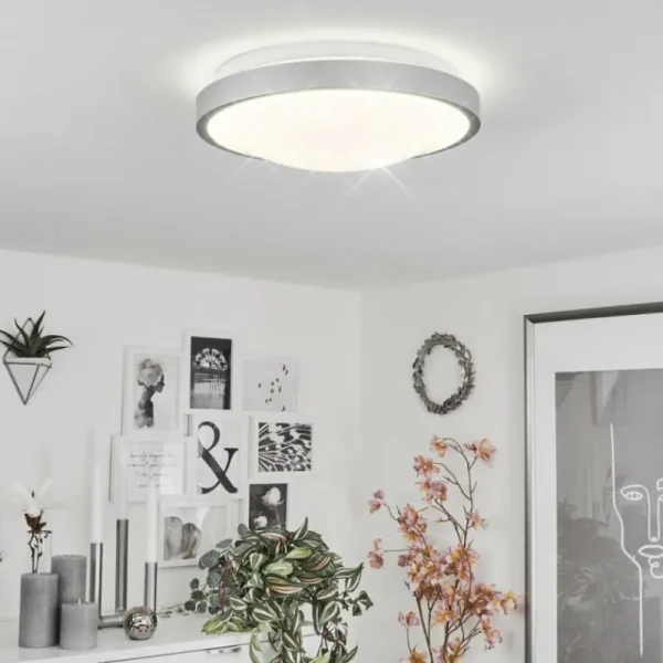 hofstein Plafonnier Subles LED Argenté, Blanc, 1 lumière, Détecteur de mouvement* Lampes Modernes