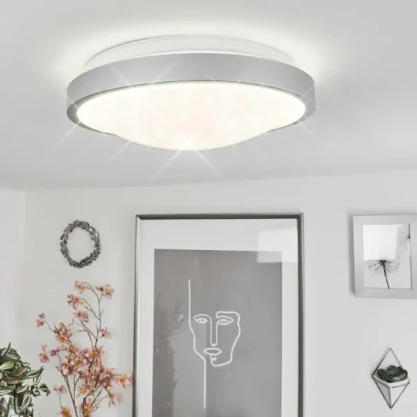 hofstein Plafonnier Subles LED Argenté, Blanc, 1 lumière, Détecteur de mouvement* Lampes Modernes
