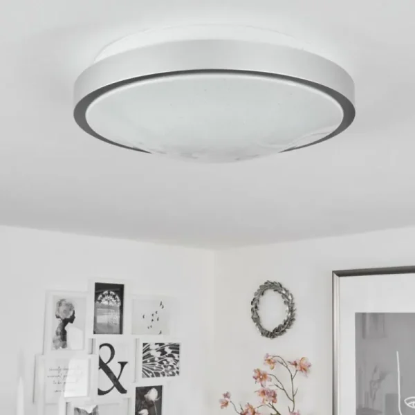 hofstein Plafonnier Subles LED Argenté, Blanc, 1 lumière, Détecteur de mouvement* Lampes Modernes