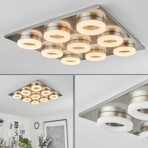 hofstein Plafonnier Thiernu LED Nickel mat, 1 lumière* Lampes Modernes