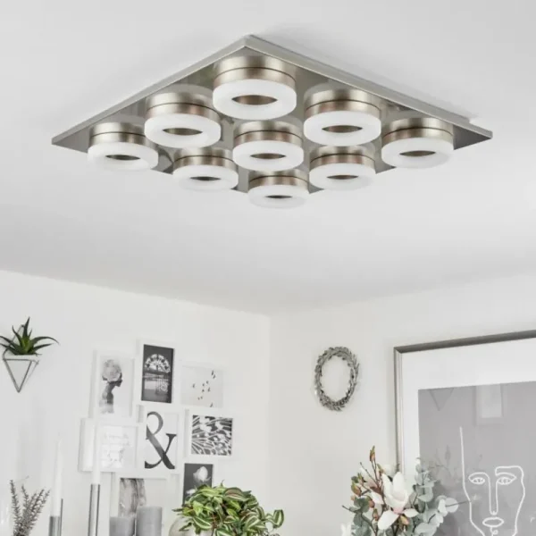 hofstein Plafonnier Thiernu LED Nickel mat, 1 lumière* Lampes Modernes
