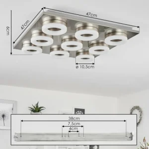 hofstein Plafonnier Thiernu LED Nickel mat, 1 lumière* Lampes Modernes