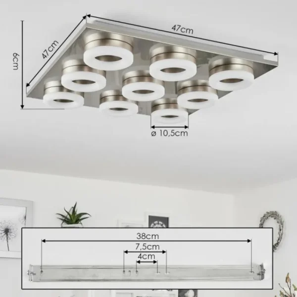 hofstein Plafonnier Thiernu LED Nickel mat, 1 lumière* Lampes Modernes