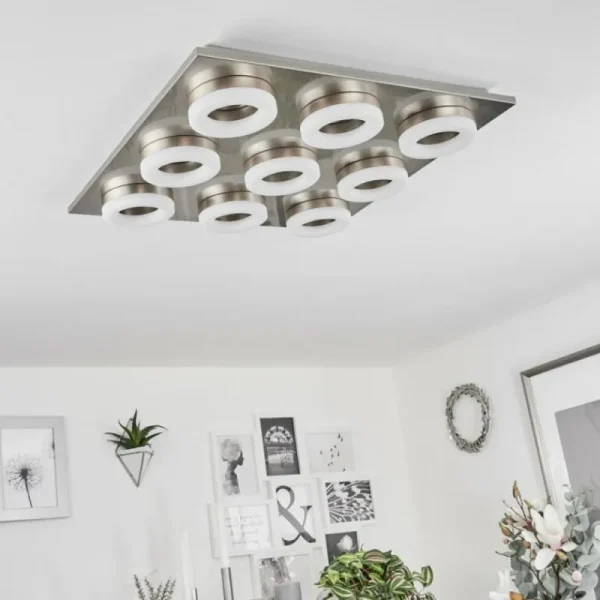 hofstein Plafonnier Thiernu LED Nickel mat, 1 lumière* Lampes Modernes