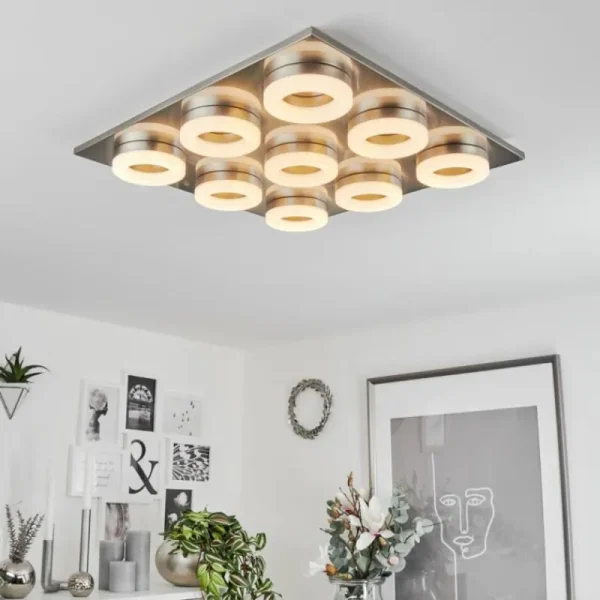 hofstein Plafonnier Thiernu LED Nickel mat, 1 lumière* Lampes Modernes