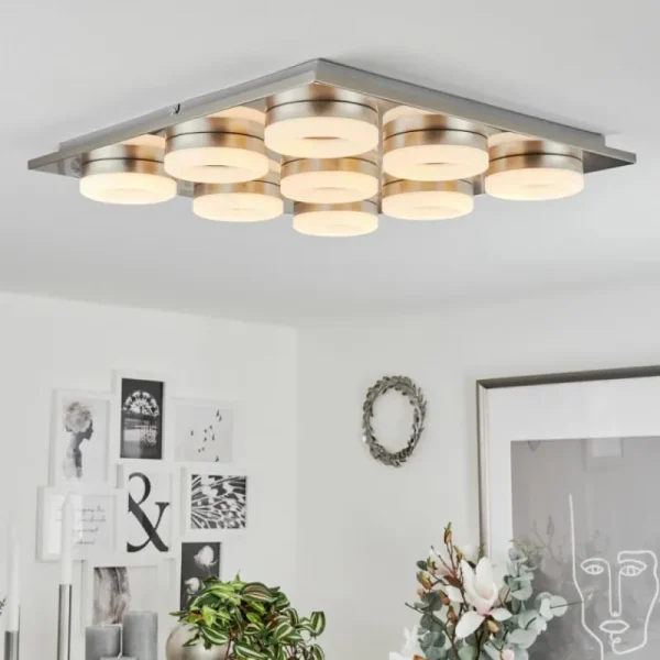hofstein Plafonnier Thiernu LED Nickel mat, 1 lumière* Lampes Modernes