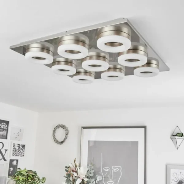 hofstein Plafonnier Thiernu LED Nickel mat, 1 lumière* Lampes Modernes