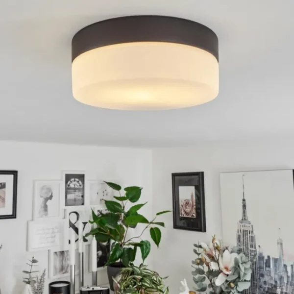 hofstein Plafonnier Valpedre Noir, 1 lumière* Lampes En Verre