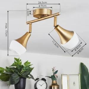 hofstein Plafonnier Venizy Vieux laiton, 2 lumières* Lampes En Verre