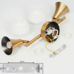 hofstein Plafonnier Venizy Vieux laiton, 2 lumières* Lampes En Verre