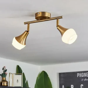 hofstein Plafonnier Venizy Vieux laiton, 2 lumières* Lampes En Verre