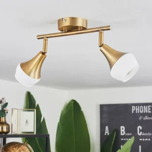 hofstein Plafonnier Venizy Vieux laiton, 2 lumières* Lampes En Verre