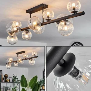 hofstein Plafonnier - Verre 10 cm, 12 cm, 15 cm Chehalis Clair, 10 lumières* Lampes Modernes