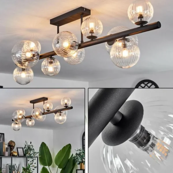 hofstein Plafonnier - Verre 10 cm, 12 cm, 15 cm Chehalis Clair, 10 lumières* Lampes Modernes