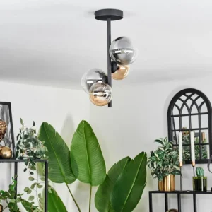 hofstein Plafonnier - Verre 10 cm, 12 cm Chehalis Ambre, Clair, Fumé, 4 lumières* Lampes Modernes