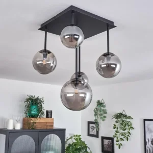 hofstein Plafonnier - Verre 10 cm, 12 cm, 15 cm Chehalis Fumé, 5 lumières* Lampes Modernes