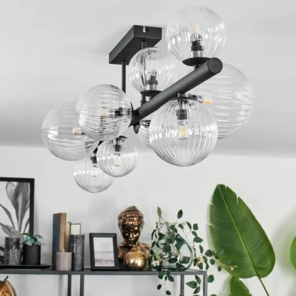 hofstein Plafonnier - Verre 10 cm, 12 cm, 15 cm Chehalis Clair, 10 lumières* Lampes Modernes