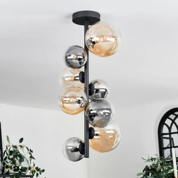 hofstein Plafonnier - Verre 10 cm, 12 cm, 15 cm Chehalis Ambre, Clair, Fumé, 8 lumières* Lampes Modernes
