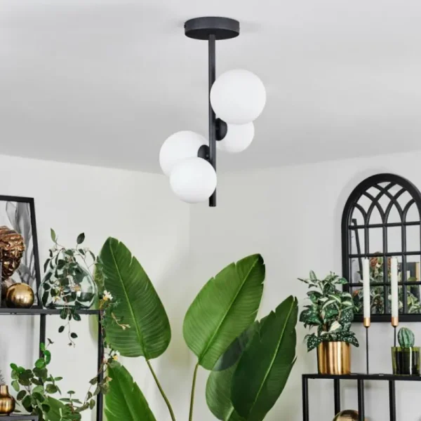hofstein Plafonnier - Verre 10 cm, 12 cm Chehalis Blanc, 4 lumières* Lampes En Verre