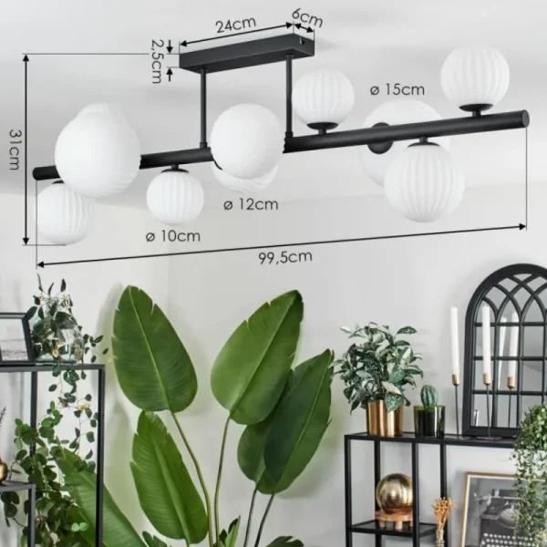 hofstein Plafonnier - Verre 10 cm, 12 cm, 15 cm Chehalis Blanc, 10 lumières* Lampes Modernes