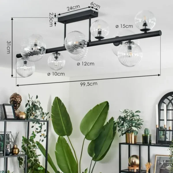 hofstein Plafonnier - Verre 10 cm, 12 cm, 15 cm Chehalis Clair, 10 lumières* Lampes Modernes