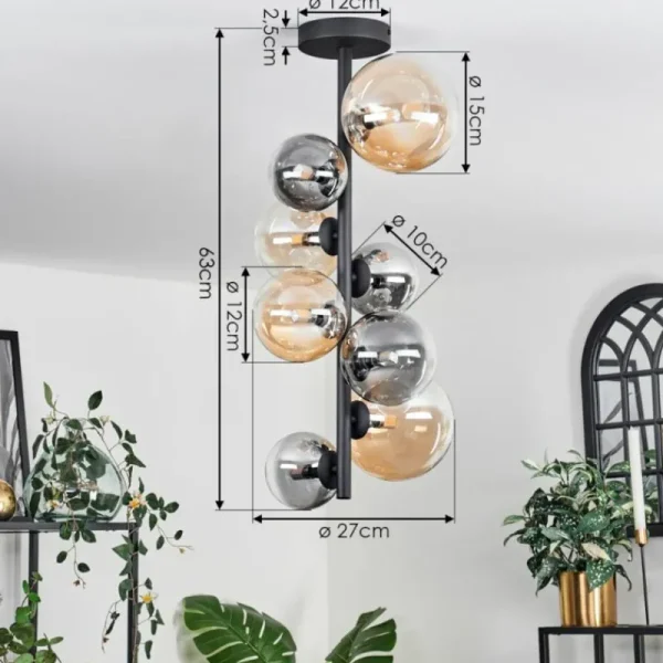 hofstein Plafonnier - Verre 10 cm, 12 cm, 15 cm Chehalis Ambre, Clair, Fumé, 8 lumières* Lampes Modernes