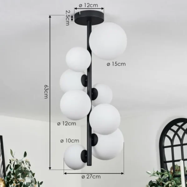 hofstein Plafonnier - Verre 10 cm, 12 cm, 15 cm Chehalis Blanc, 8 lumières* Lampes En Verre