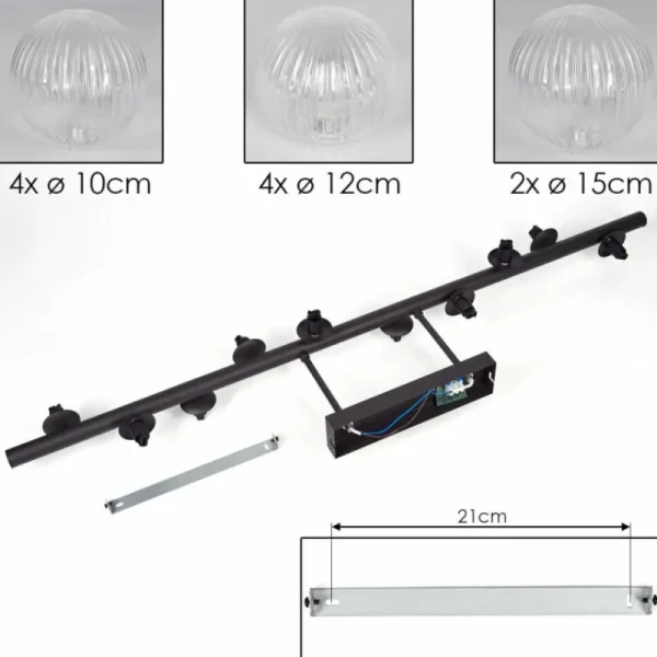 hofstein Plafonnier - Verre 10 cm, 12 cm, 15 cm Chehalis Clair, 10 lumières* Lampes Modernes